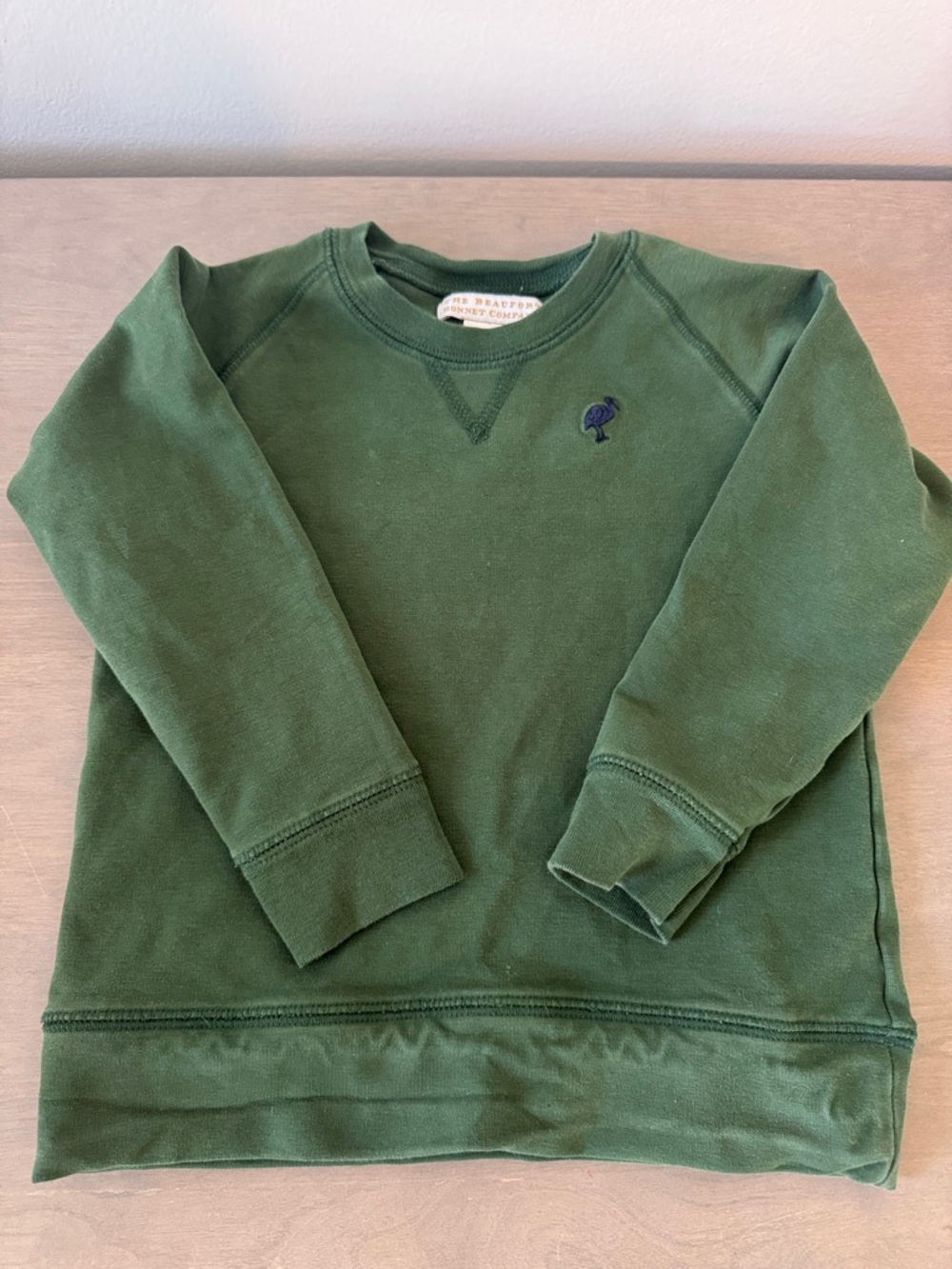 The Beaufort Bonnet Company Green Crewneck Sweatshirt with Navy Embroidery